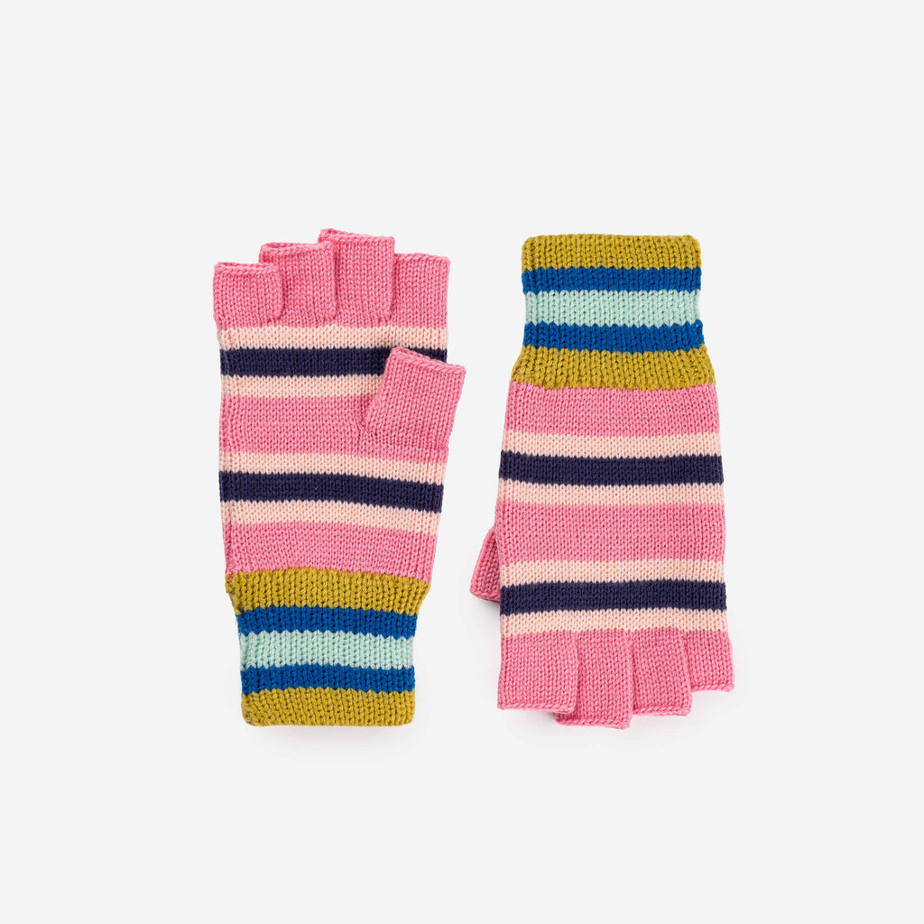 Zipper Stripe Fingerless Gloves