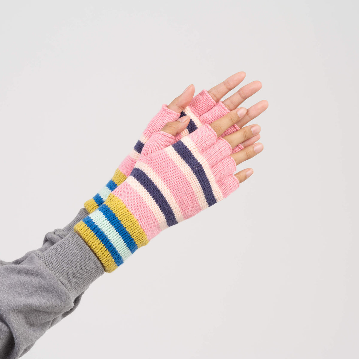 Zipper Stripe Fingerless Gloves