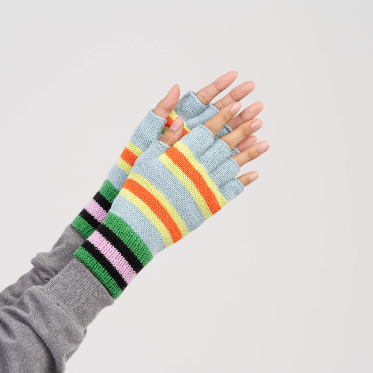 Zipper Stripe Fingerless Gloves