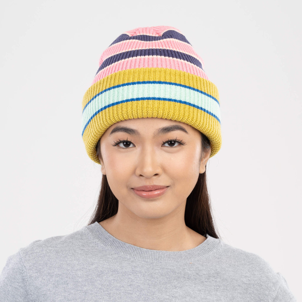 Zipper Stripe Plush Beanie